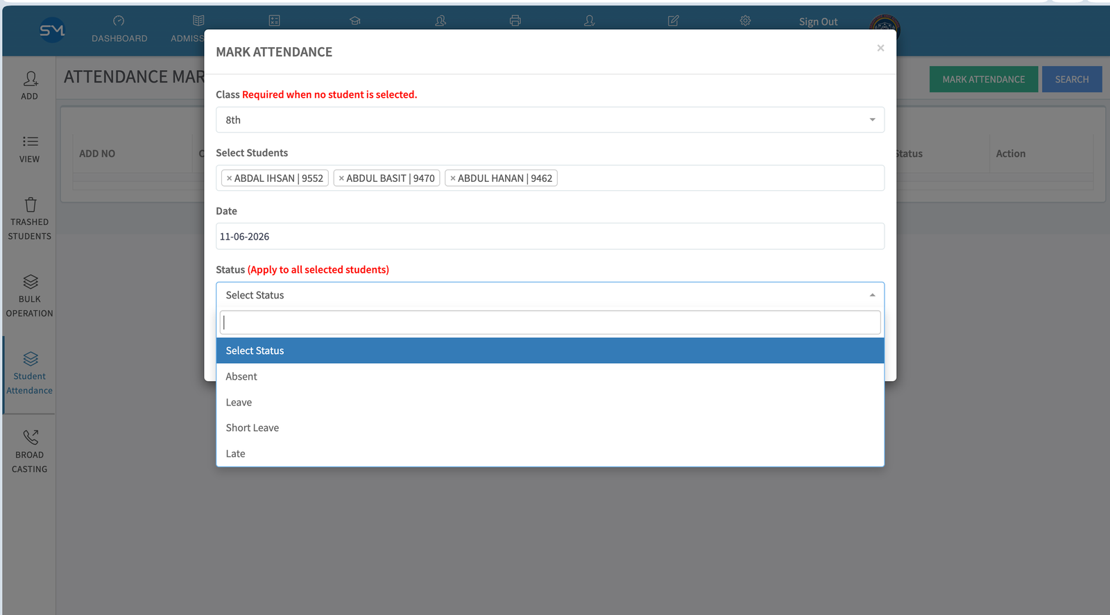 School M web application screenshot 11