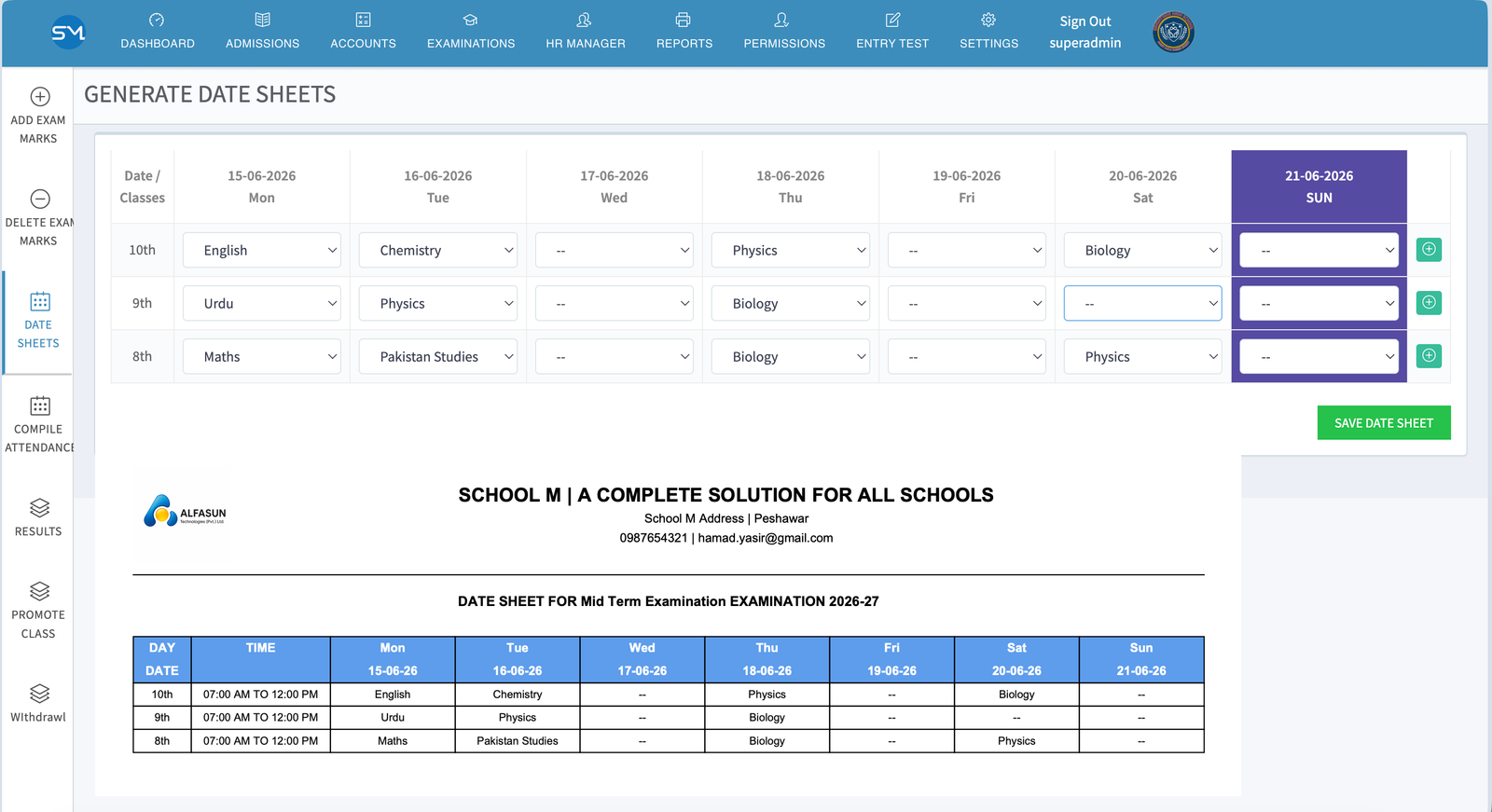School M web application screenshot 29